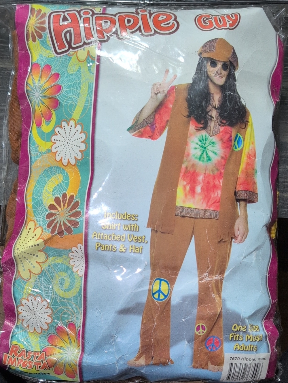 Hippie Guy Costume - Brown & Tie-Dye